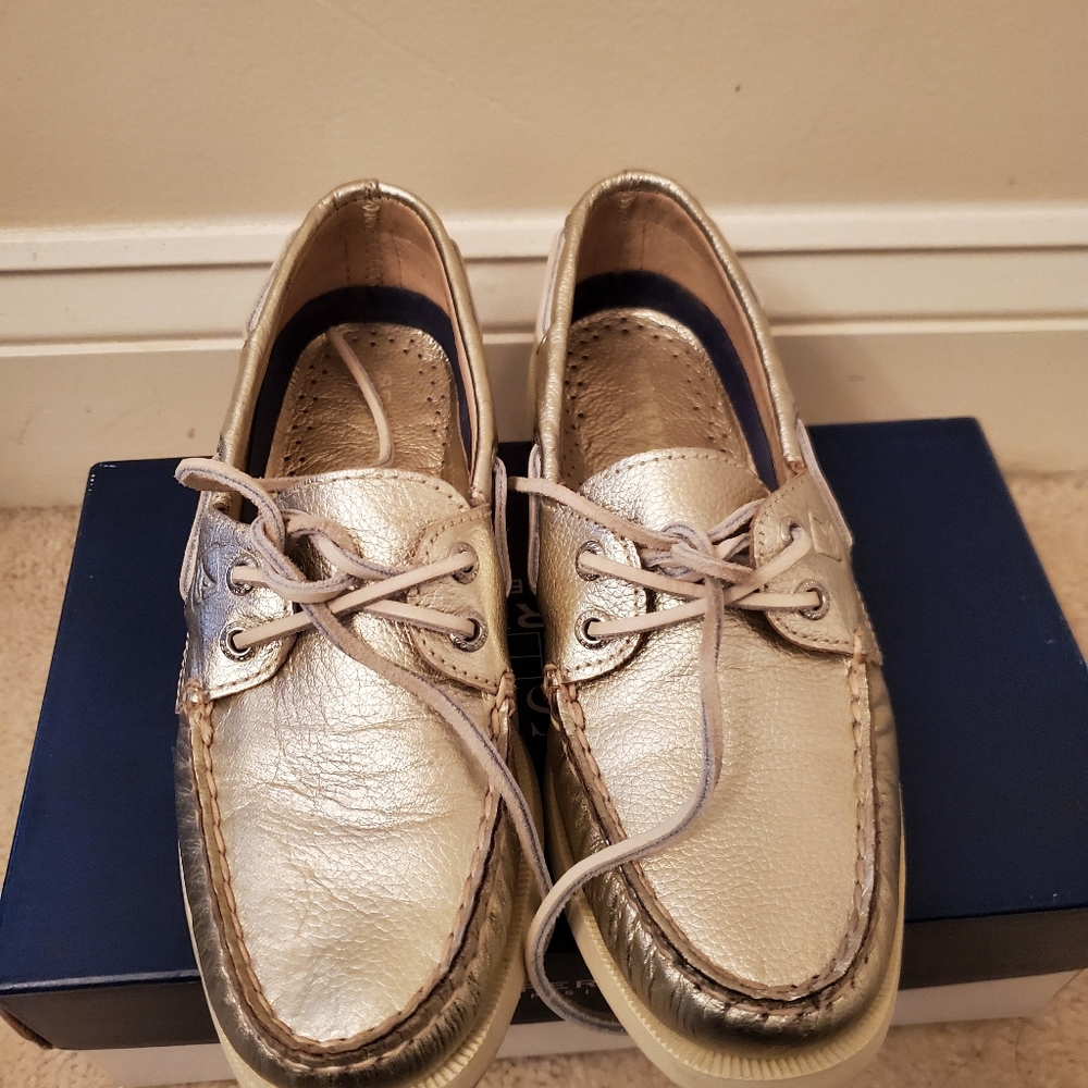 Sperry Gold Metallic Topsiders Gem